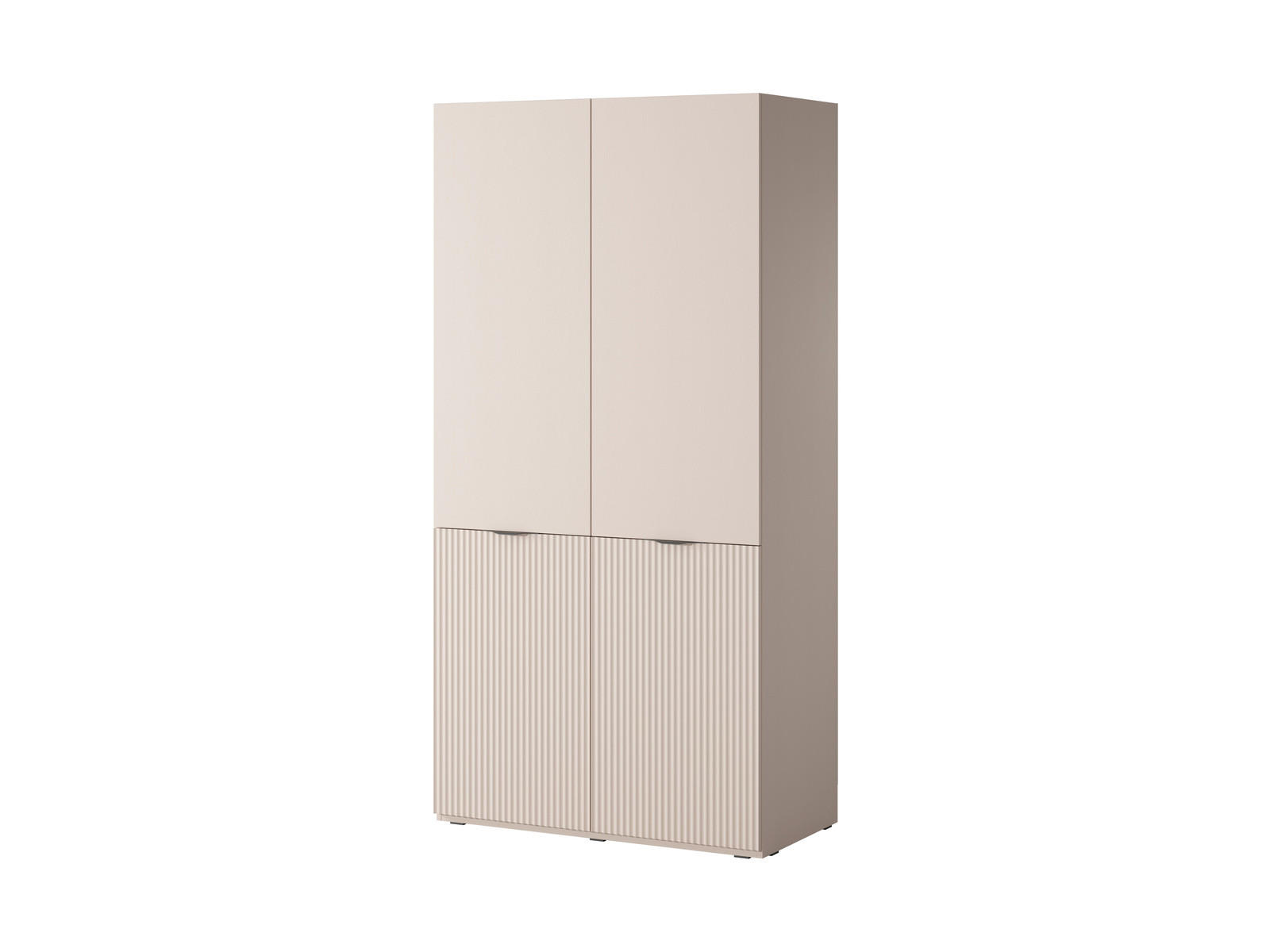 KLEIDERSCHRANK ZEN (Modular, Beige Matt, Rillenfront, 2-türig) - Beige/Schwarz, Holz/Holzwerkstoff (101/200/51cm) - Ravio