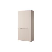 KLEIDERSCHRANK ZEN (Modular, Beige Matt, Rillenfront, 2-türig) - Beige/Schwarz, Holz/Holzwerkstoff (101/200/51cm) - Ravio