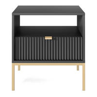 NACHTSCHRANK Vellore Schwarz mit goldenem Gestell - Schwarz, Holzwerkstoff/Metall (54/56/39cm) - Selsey