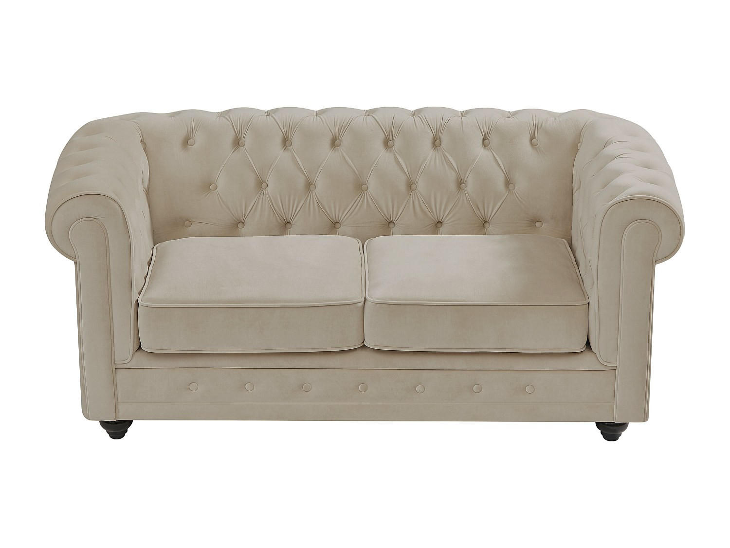 SOFA ohne Schlafmöglichkeit - 2 Personen - Samt, Stoff - Beige - - Beige, Textil (168/72/88cm) - Vente-Unique