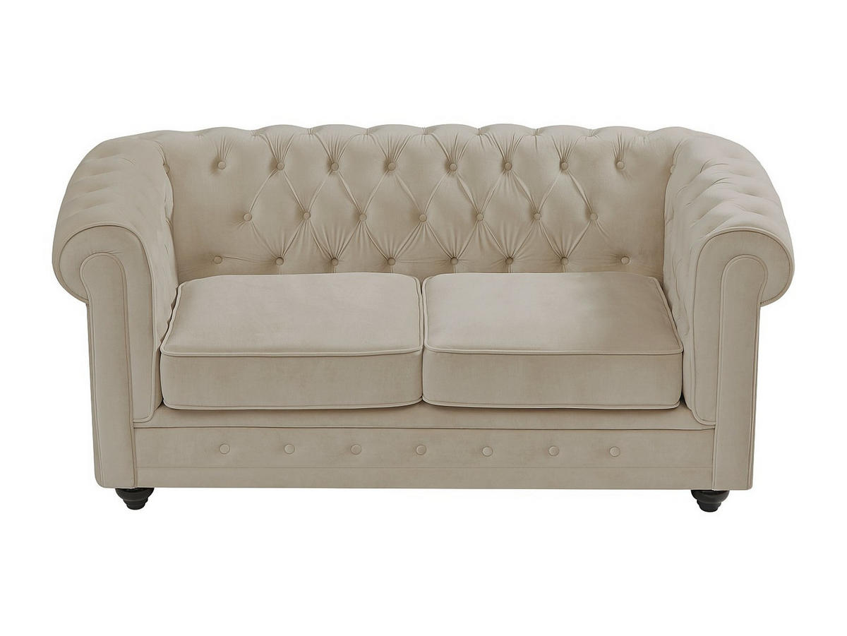 SOFA 2-Sitzer - Samt - Beige - CHESTERFIELD - Beige, Textil (168/72/88cm) - Vente-Unique