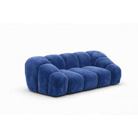 SOFA 2-Sitzer modular, Veloursstoff Bluvel, Tintenblau, CROISSANT - Blau, Holz (200/72/115cm) - Kaiser Möbel