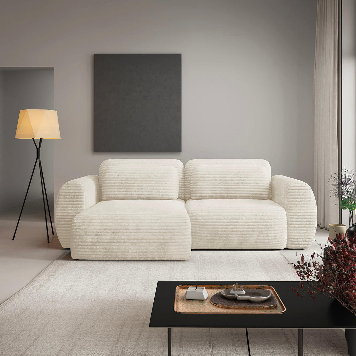 ECKSOFA Camilla 3 Sitzplätze Weiß - Weiß, Holz (270/165cm) - Petits-meubles