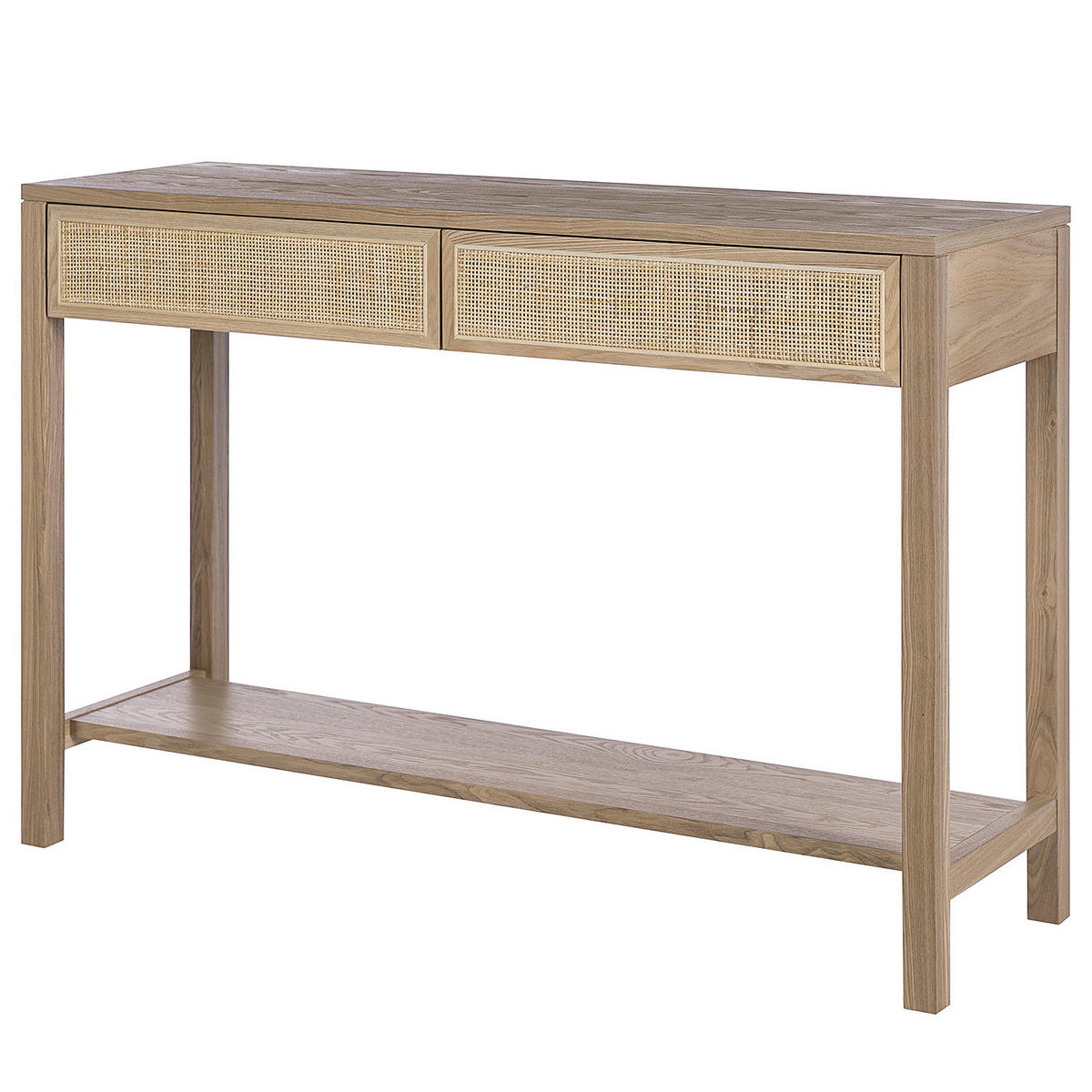 KONSOLENTISCH - Rattan / Eiche teilmassiv - Beige, Holzwerkstoff (35/110/75cm) - home24