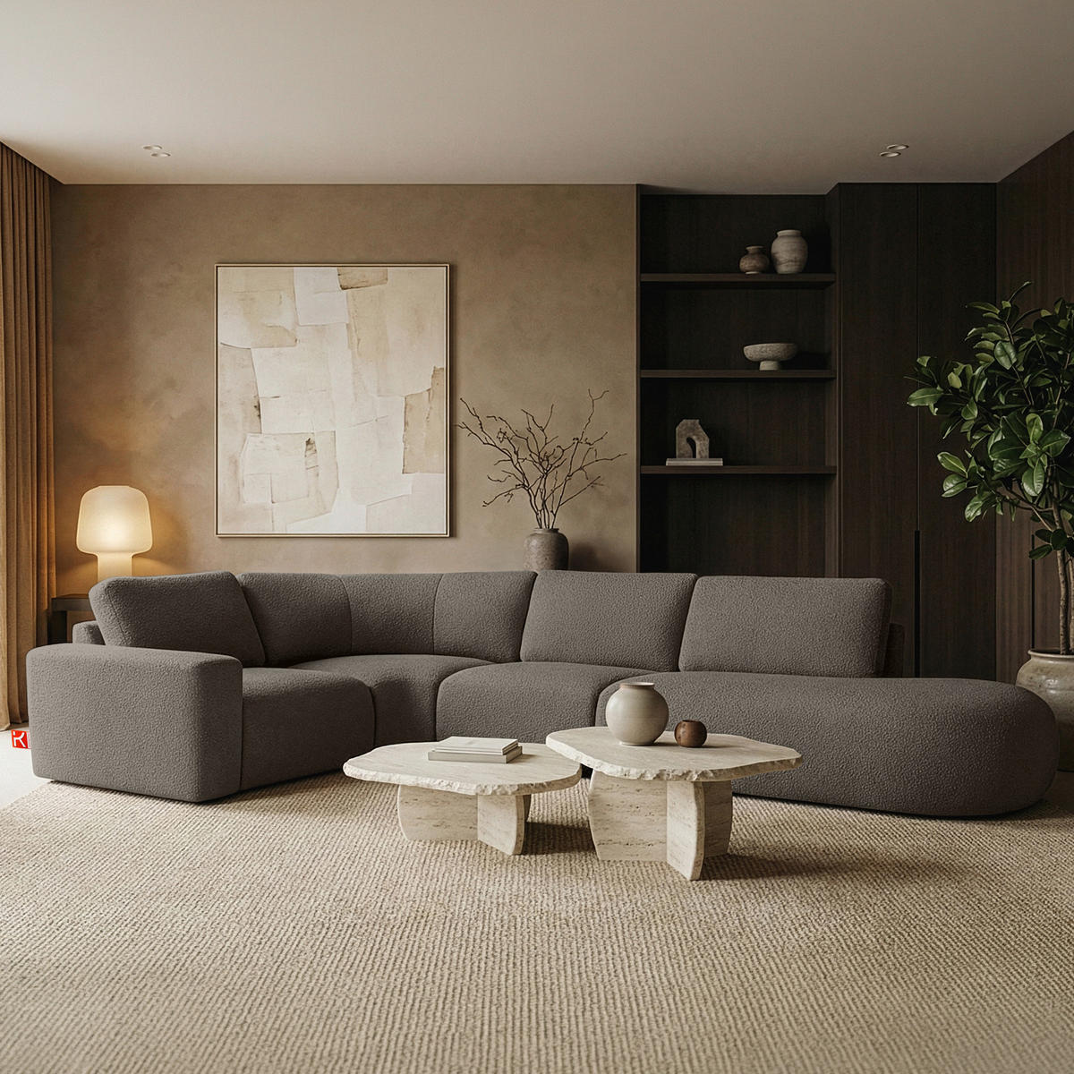 ECKSOFA RECHTS ZUCCO, Dunkelbraun - Dunkelbraun, Holz/Holzwerkstoff (224/373cm) - KONSIMO®