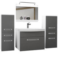 BADMÖBEL Badezimmer Grau Matt - Grau, Holz (140/81/40cm) - B BELINI GROUP