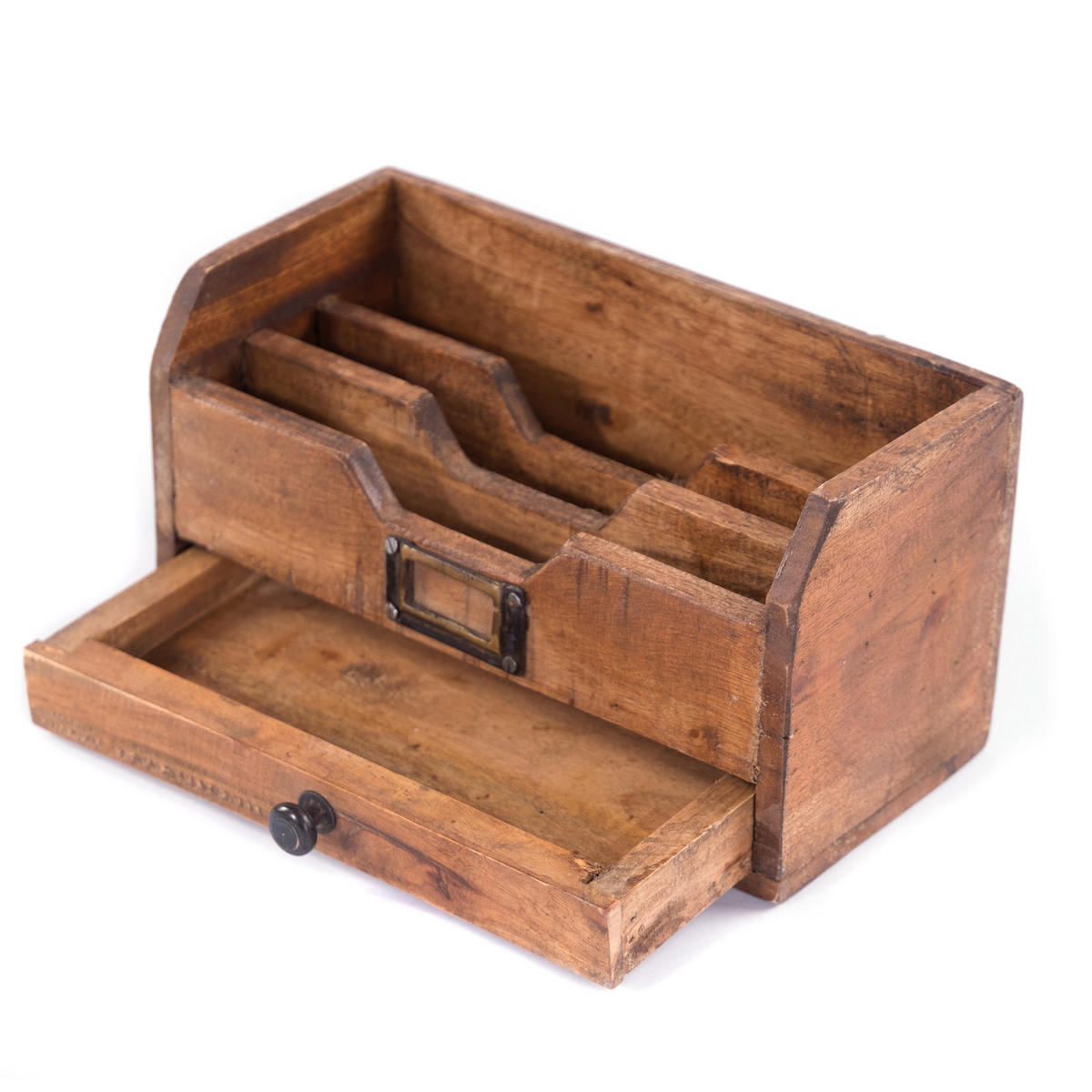 SCHREIBTISCH-ORGANIZER Juna Mahagoni Massivholz, 3 Fächer mit Schublade naturfarben - Naturfarben, Holz (13/25/10cm) - DESIGN DELIGHTS