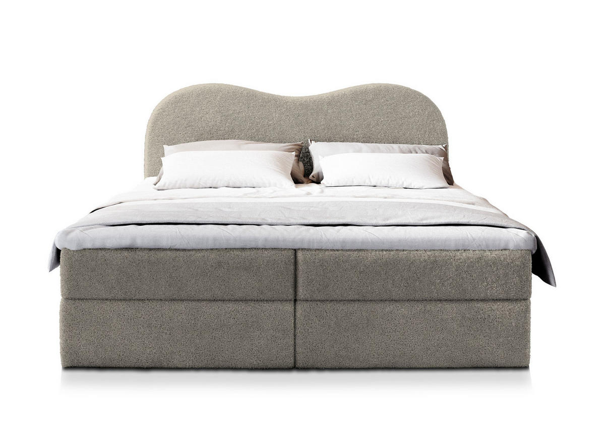 POSTEL BOXSPRING FLUVIA 180x200 cm, s matrací a úložným prostorem, světle šedá - světle šedá, kompozitní dřevo/textil (180/200cm) - MASSENO