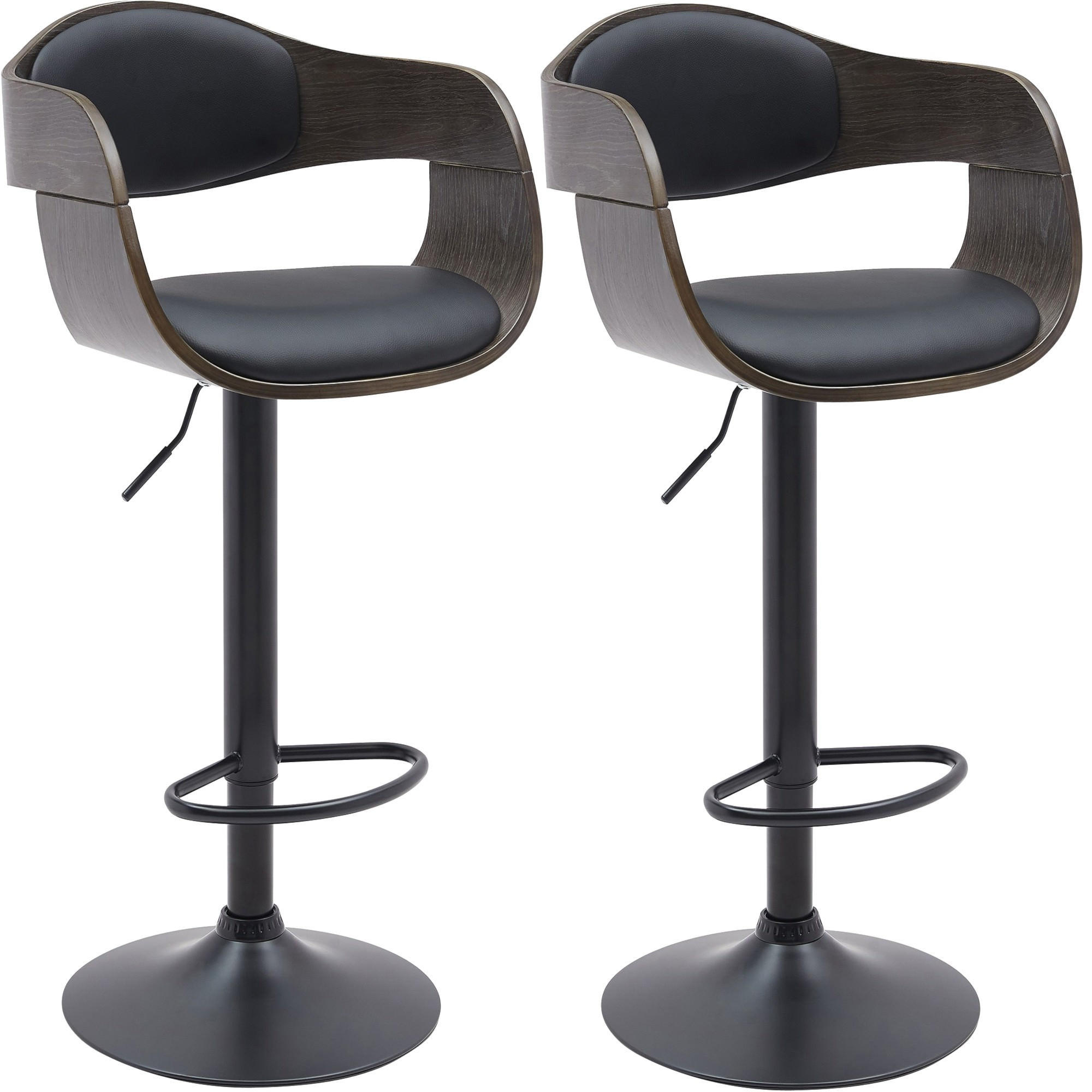 BARHOCKER Kingston 2er Set 87x48x50 cm schwarz/grau - Schwarz, Holz (48/87/50cm) - furnicato