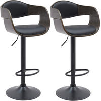BARHOCKER Kingston 2er Set 87x48x50 cm schwarz/grau - Schwarz, Holz (48/87/50cm) - furnicato