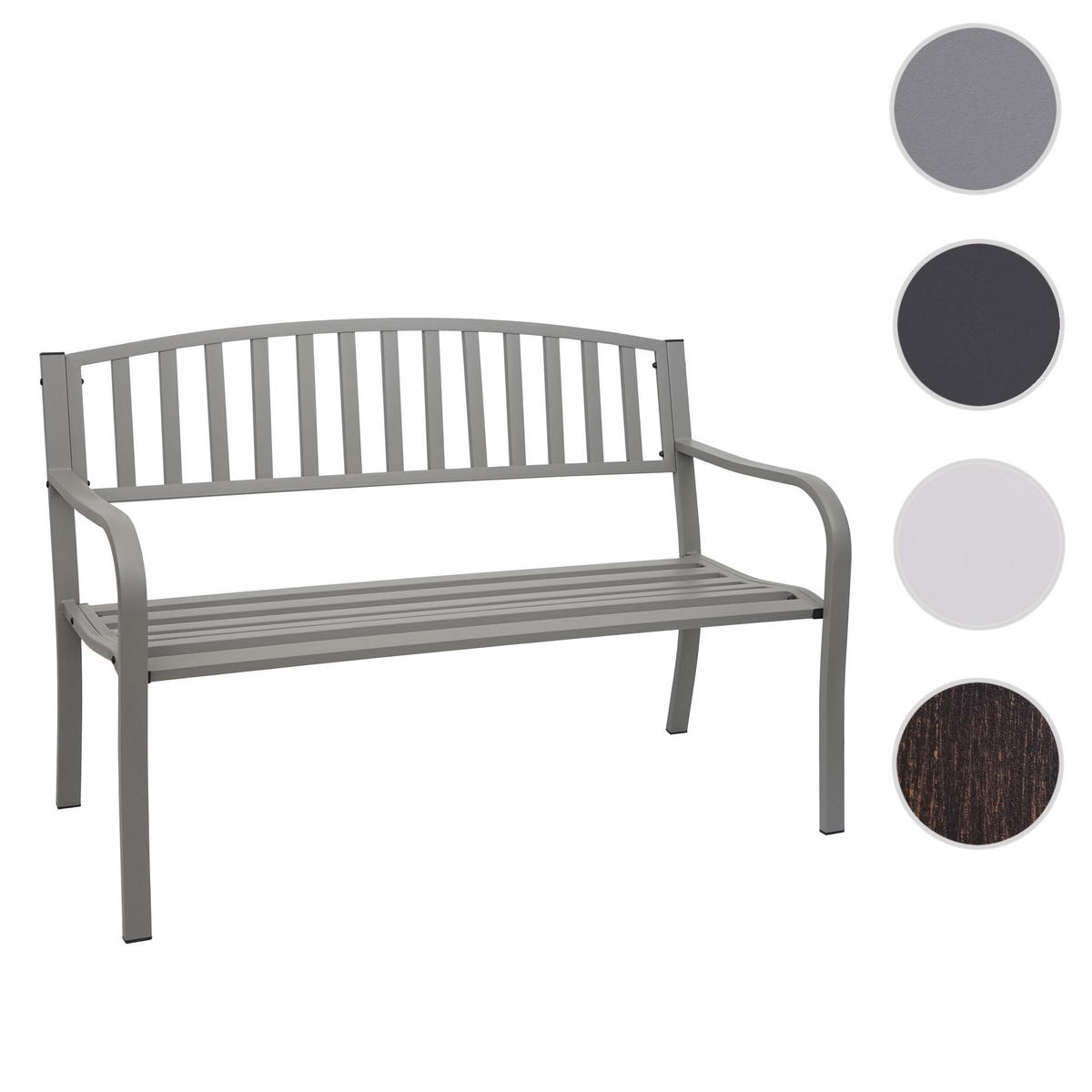 GARTENBANK Grau - Grau, Metall (128/87/58cm) - MCW
