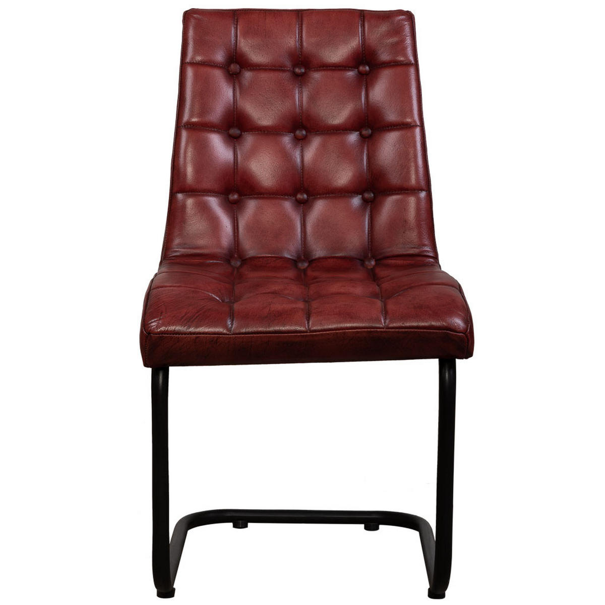 STUHL mit braunem Leder bezogen 41x50x94 cm - Rot, Metall (41/94/50cm) - Wanderlust