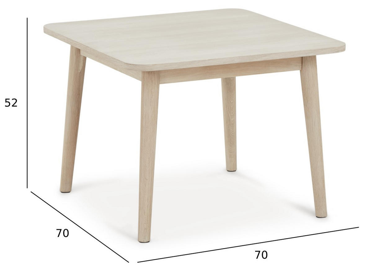 COUCHTISCH quadratisch Eiche massiv 70/70/52 cm - Beige, Holz (70/70/52cm) - Furnhouse