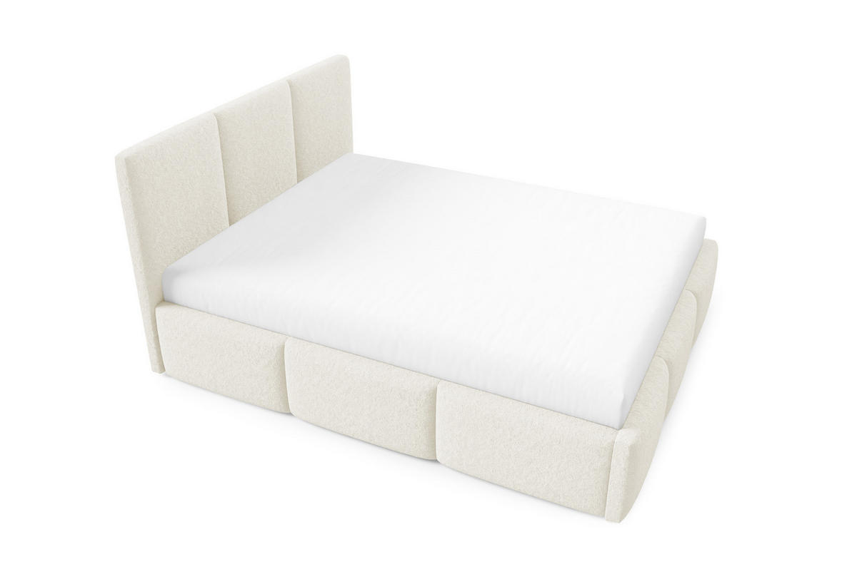 POLSTERBETT VALERIO mit Bettkasten, Bett 180x200,Doppelbett,Lattenrost,Boxspringbett-Optik,ohne Matratze,Schlafzimmer-Creme - Creme, Holz (180/200cm) - Furnistar