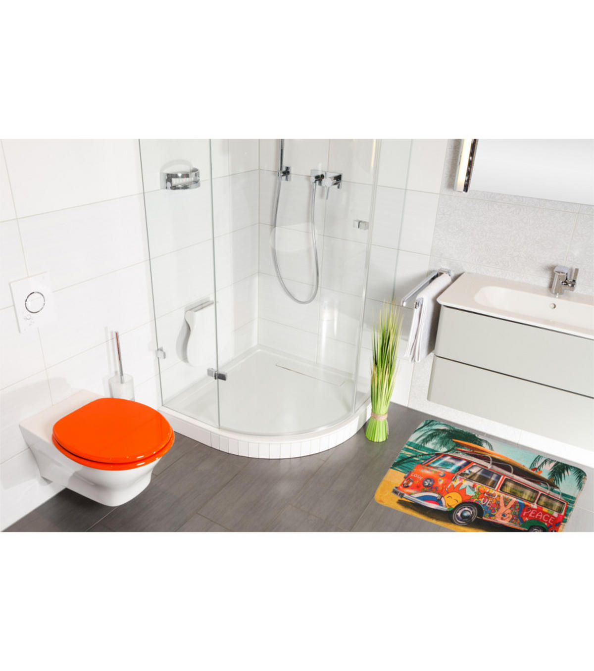 BADTEPPICH Summer Bus 50 x 80 cm - Orange, Textil (50/80cm) - Sanilo