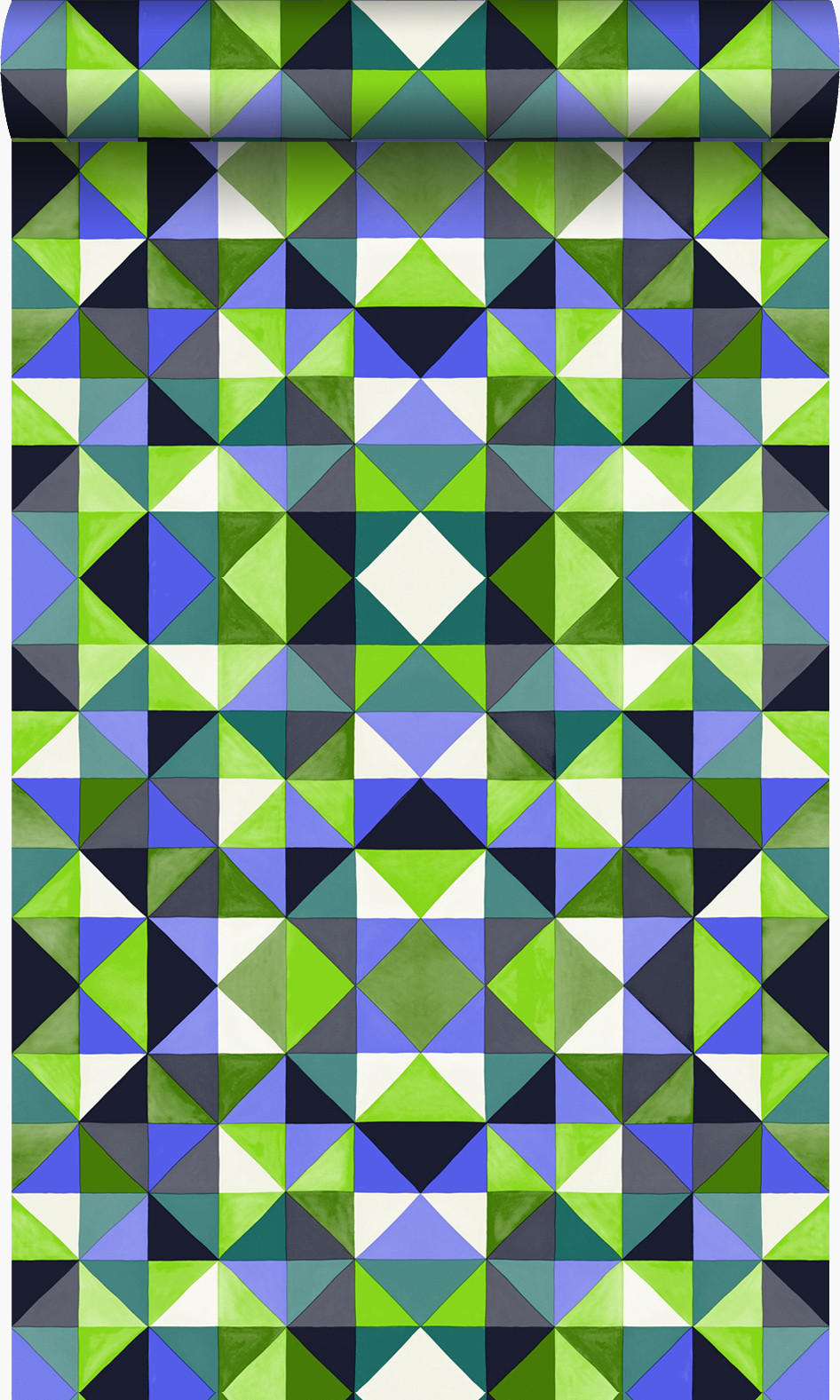 TAPETE kubistisches Muster 53 cm x 10.05 m - Grün, Papier (53/1000cm) - Origin Wallcoverings