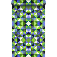 TAPETE kubistisches Muster 53 cm x 10.05 m - Grün, Papier (53/1000cm) - Origin Wallcoverings