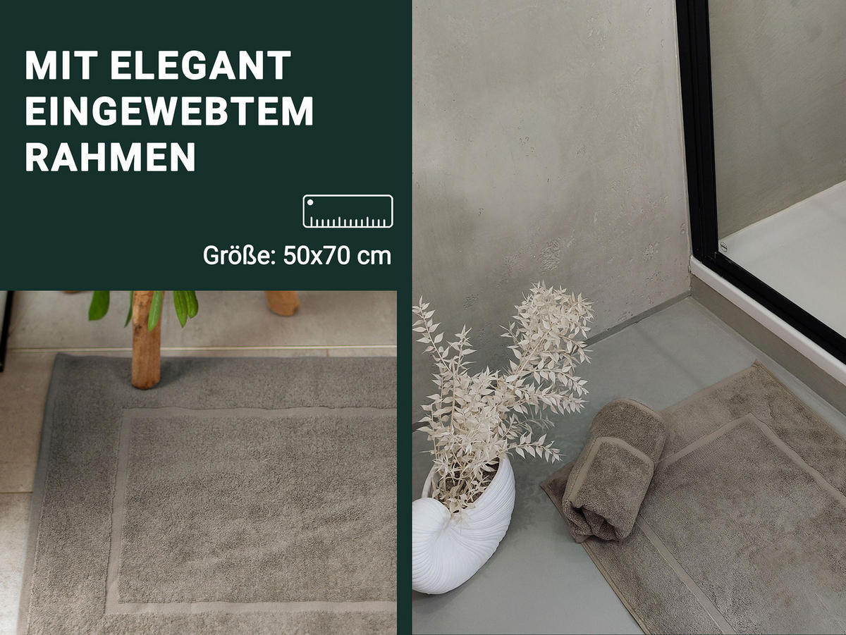 BADEMATTE, 2er-Set, 50x70 cm, 100% Baumwolle - Fango, Textil (50/70cm) - Zollner
