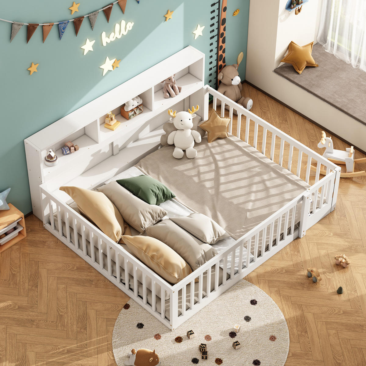 TAGESBETT 140/200 cm Weiß Kiefernholz mit Staufach und Lattenrost - Weiß, Holz (140/200cm) - OKWISH