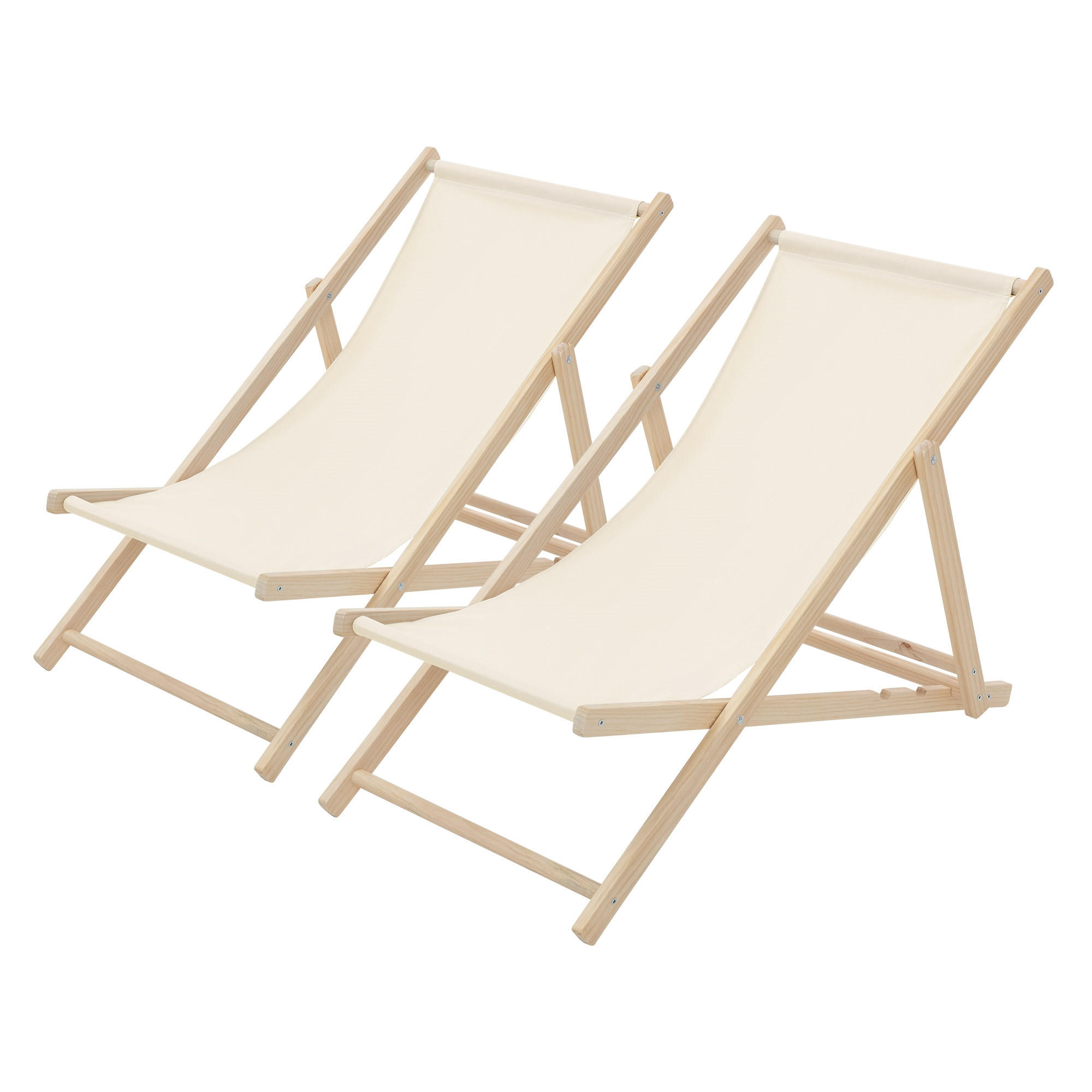 LIEGESTUHL 2er Set Beige - Beige, Holz (57.5/83/100cm) - ECD-Germany