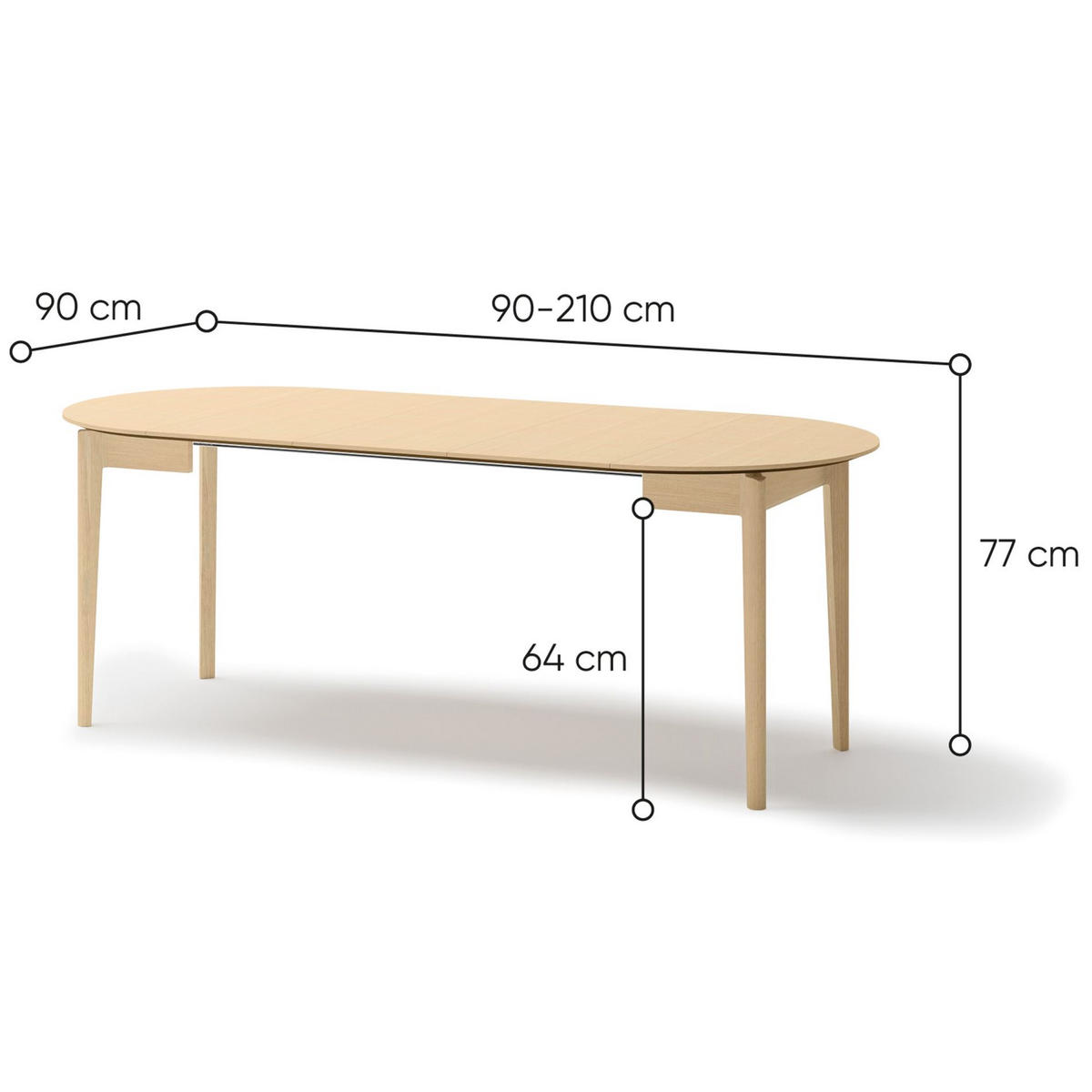 ESSTISCH Plot ausziehbar Helle Eichenholzoptik, 90 x 210 x 90 cm - Beige, Holz/Holzwerkstoff (90/90/77cm) - Selsey