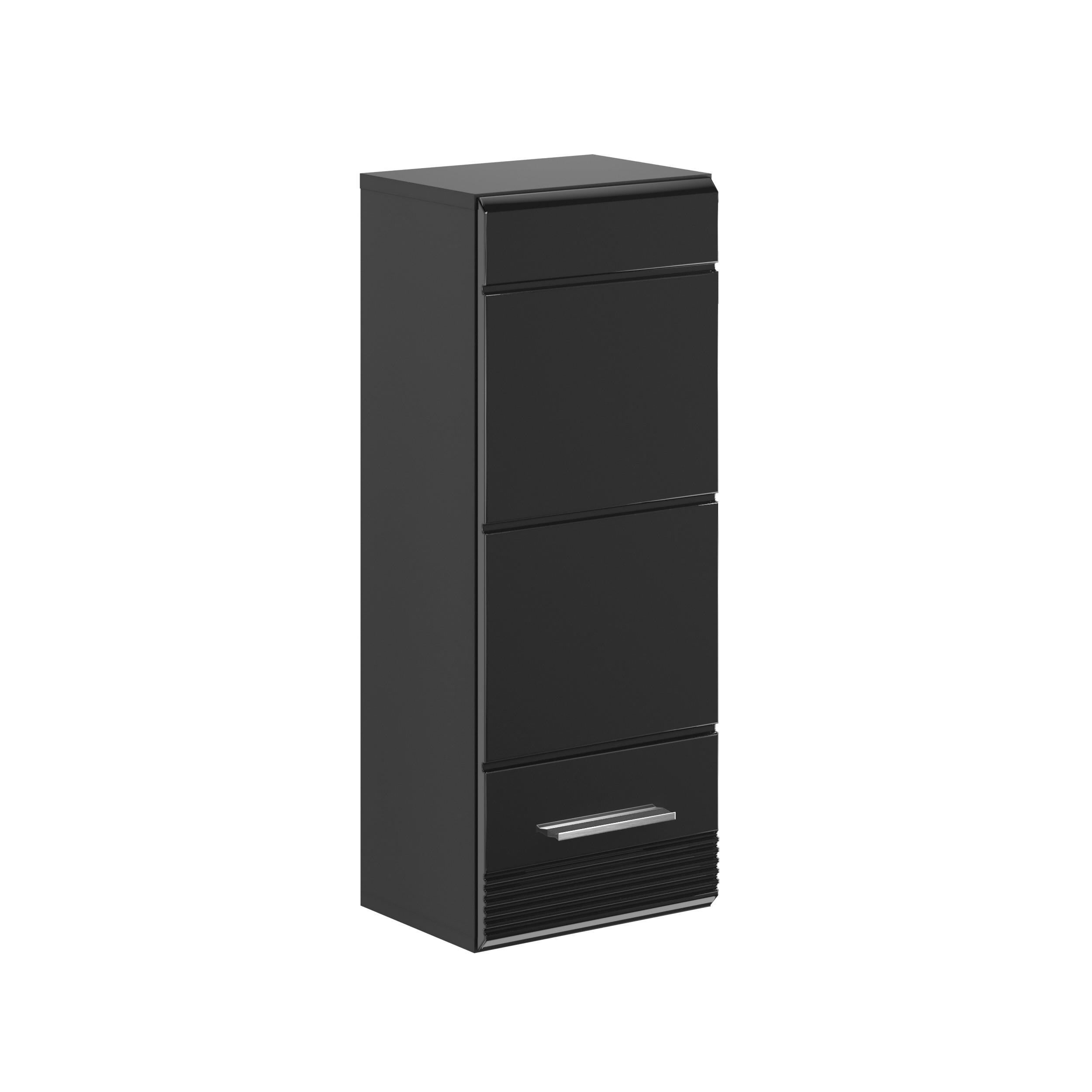 HÄNGESCHRANK Linus Bad in schwarz Nachbildung und schwarz hochglanz B/H/T: 30x77x23 cm - Schwarz, Holz (30/77/23cm)