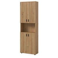 HOCHSCHRANK Eiche Artisan 60 x 192 cm, Badezimmer Schrank mit 8 Fächern - Schwarz/Eiche Artisan, Holzwerkstoff/Kunststoff (60/192/30cm) - Inn.Furn