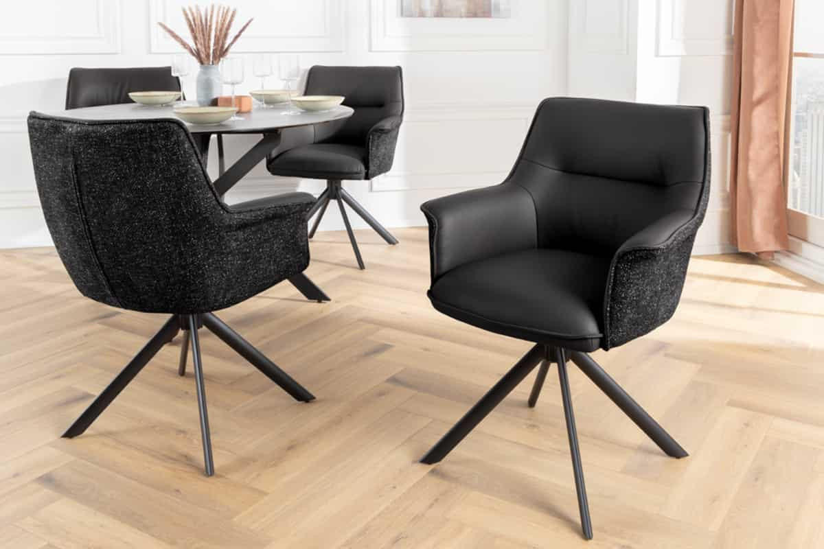 STUHL LE GRAND Strukturstoff Schwarz 90 cm - Schwarz, Leder/Textil (68/87/68cm) - riess-ambiente