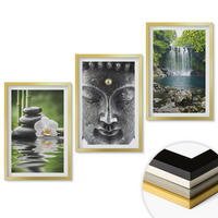 WANDBILDER 3er Set - 40x60 cm Goldrahmen - Harmoniesteine Wasser Buddha - Goldfarben, Kunststoff (40/60cm) - ArtPrintCave