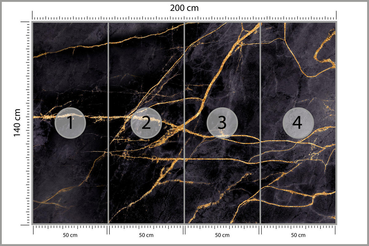 FOTOTAPETE Marmor Muster Abstraktion Glamour 200x140 - Beige/Schwarz, Papier (200/140cm) - Muralo