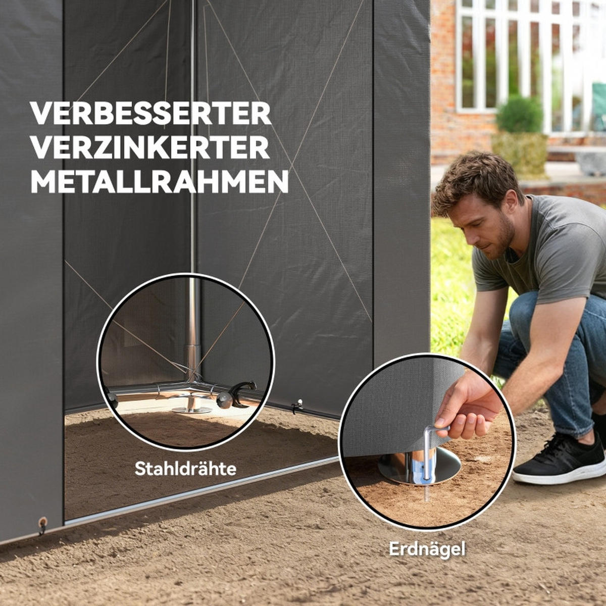 KLEINGARAGE aus Metall 187x120x160/204 cm in Dunkelgrau mit Rolltür - Dunkelgrau, Metall (120/204/187cm) - Modfu