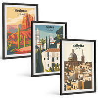 BILDER SET 3er Set - 40x60 cm Schwarzer Rahmen - Ansichten Sedona Sintra Valletta Retro - Schwarz, Kunststoff (40/60cm) - TULUP