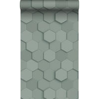 TAPETE 3D Wabenmuster 53 cm x 10.05 m - Grün, Papier (53/1000cm) - Origin Wallcoverings