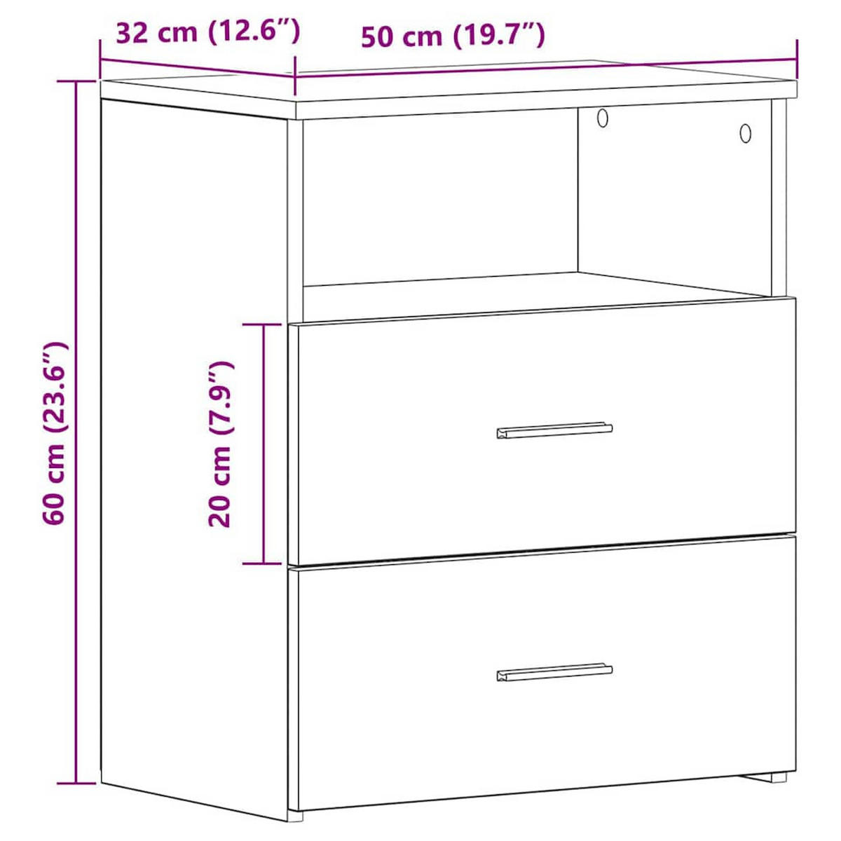 NACHTTISCH Artisan-Eiche 50/32/60 Cm Holzwerkstoff - Braun, Holzwerkstoff (32/60/50cm) - vidaXL