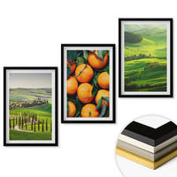 WANDBILDER 3er-Set - 40x60 cm Schwarzer Rahmen - Italienische Landschaft mit Orangen - Schwarz, Kunststoff (40/60cm) - ArtPrintCave