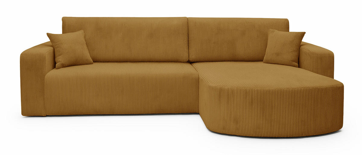ECKSOFA TEEO Cord Senf 170 cm L-Form beidseitig - Currygelb/Schwarz, Kunststoff/Textil (170/275cm) - Homebook
