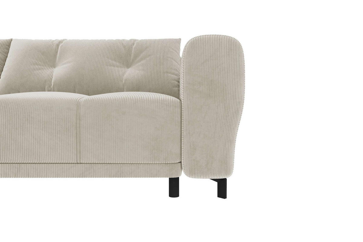 ECKSOFA Massimo Cordstoff Greige inkl. Schlaffunktion Links - Greige/Schwarz, Textil/Metall (246/177cm) - 99rooms
