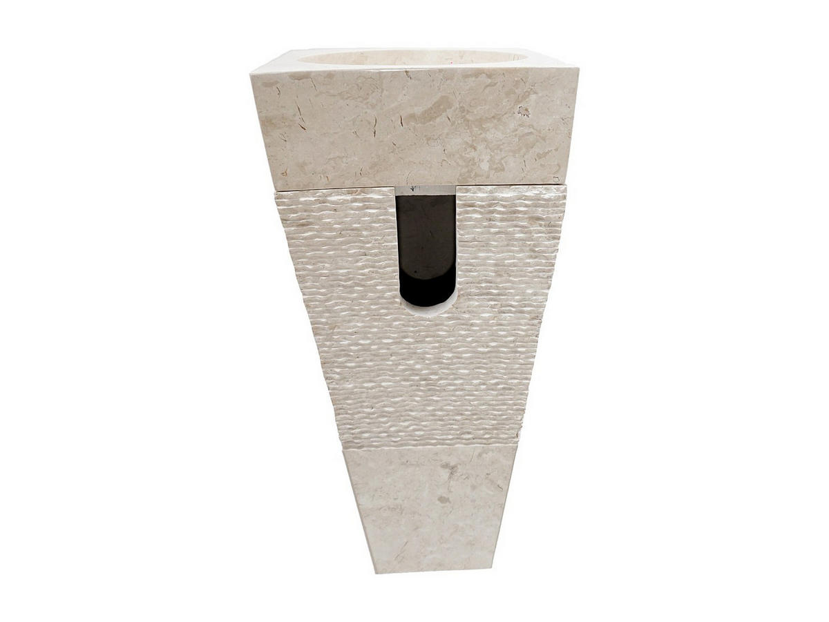 STANDWASCHBECKEN Marmor MIDO - Cremefarben/Grau - Creme, Stein (40/90/40cm) - Vente-Unique