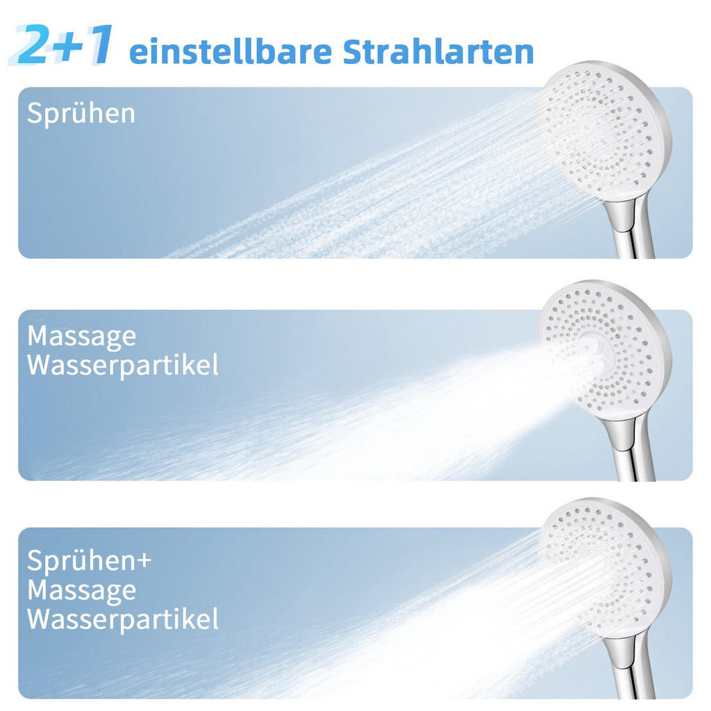 Thumbnail - Nettlife Duschkopf, Silber, Kunststoff, 4x26x12.5 cm, Badezimmer,,Duschköpfe & Duschschläuche