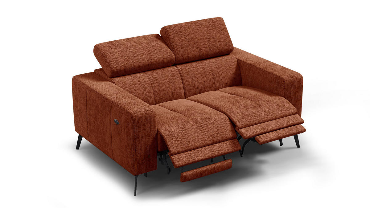 RELAXSOFA MORELLO 2-Sitzer, rostrot, 2 x Relax Zero Gravity - Orange, Holz/Textil (164/82/103cm) - Courtois Laville