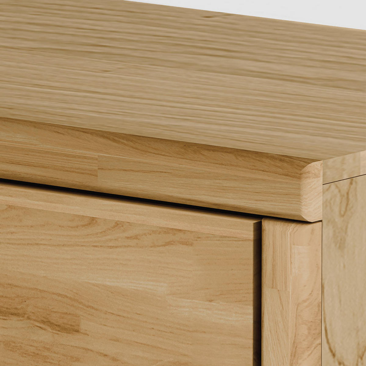 LOWBOARD Mono Eiche geölt 200 / 42 / 64,5cm - Eichefarben/Schwarz, Holzwerkstoff/Metall (200/64.5/42cm) - Feldmann-Wohnen