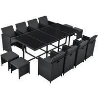 GARTENMÖBELSET Baracoa schwarz 13-tlg. - Schwarz, Kunststoff/Metall - Juskys