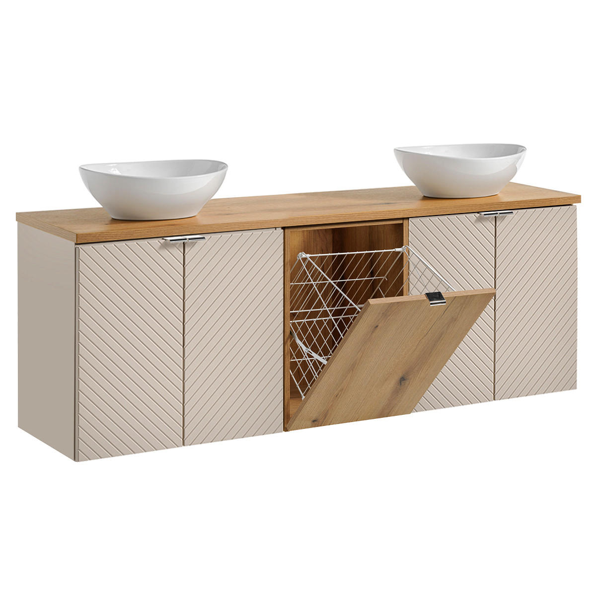 DOPPELWASCHTISCH 160cm Manoa Kaschmir - Holz - Beige, Holzwerkstoff (160/59/40cm) - Petits-meubles