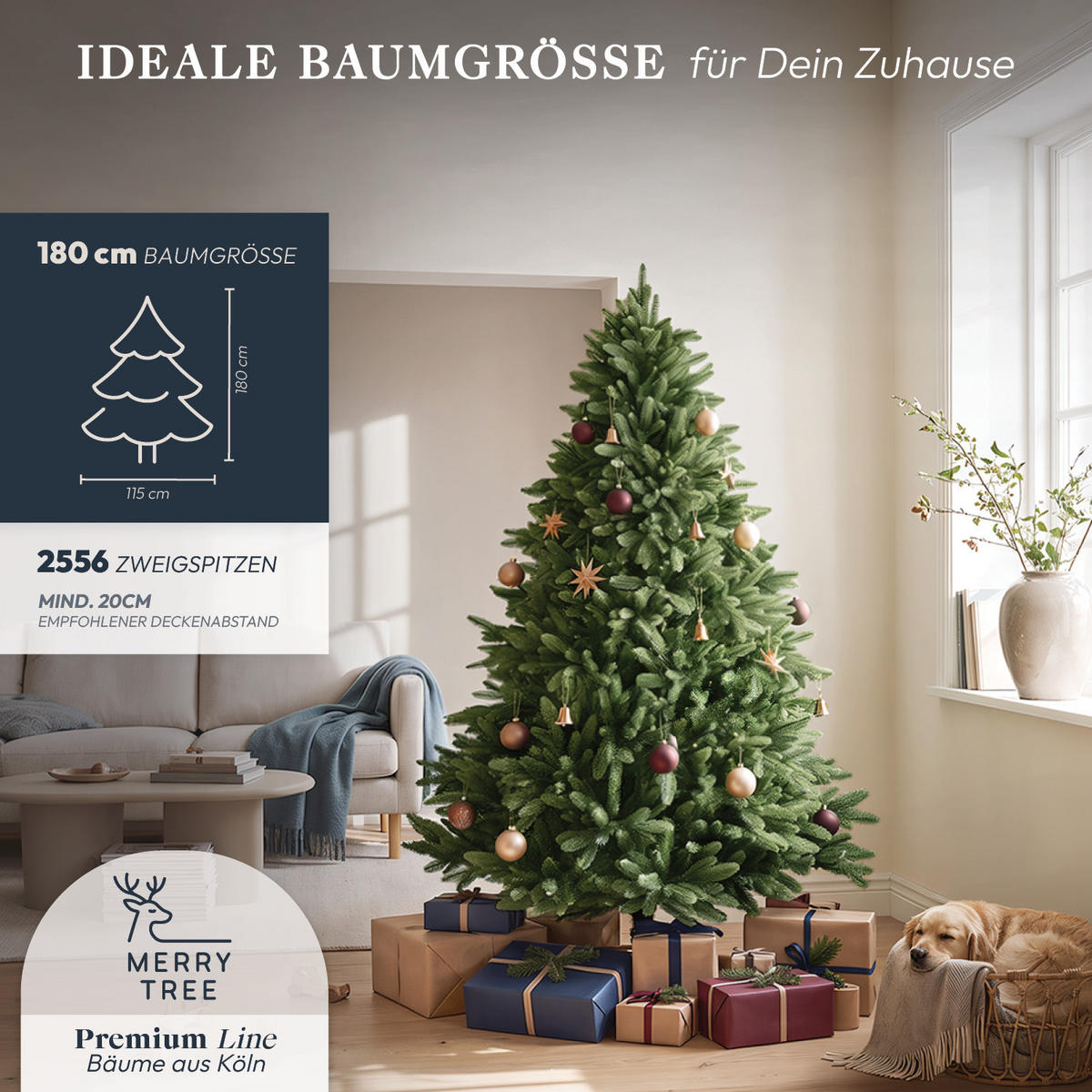 WEIHNACHTSBAUM mit PE-Spritzguss-Nadeln, 180 cm - Grün, Kunststoff (180cm) - Merry Tree