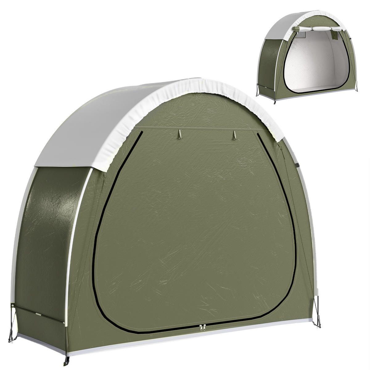 FAHRRADZELT für 2 Fahrräder Fahhrradgarage mit Belüftung UPF50+ Wasserdicht 210D Oxford 200 x 80 x 170 cm - Grün, Textil (200/170/80cm)