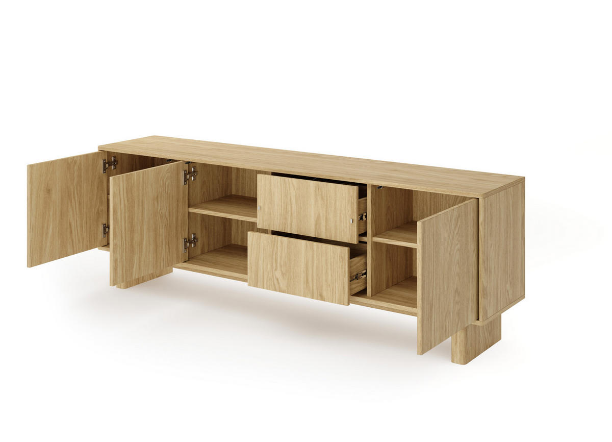 TV-SCHRANK: geölte Eiche, 183,3 x 61,7 x 38,1 cm - Eichefarben, Holzwerkstoff (183.3/61.7/38.1cm) - 3XE LIVING