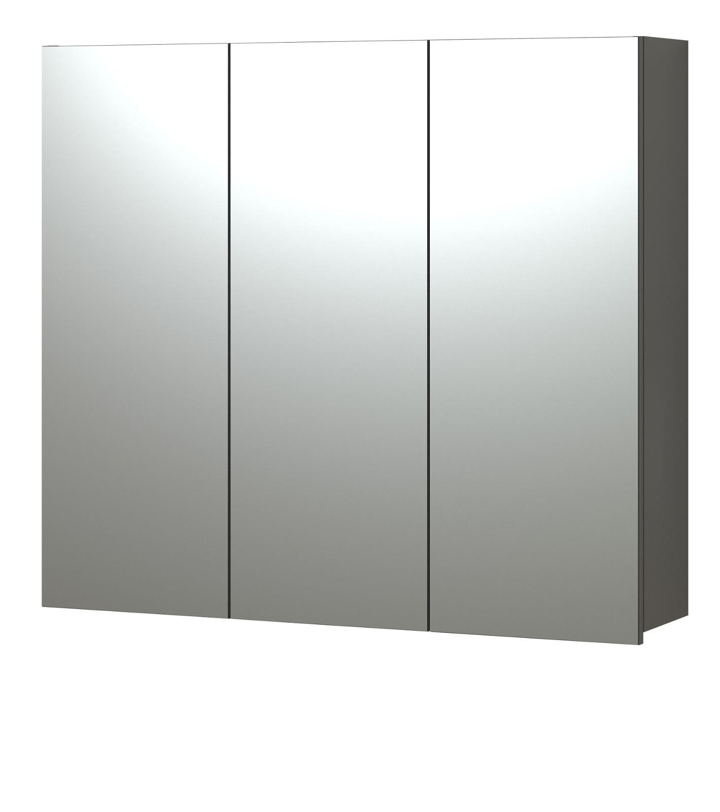 SPIEGELSCHRANK grau 90 cm, Badschrank 3-türig - Klar/Anthrazit, Glas/Holzwerkstoff (90/80/20cm) - Top.Furn