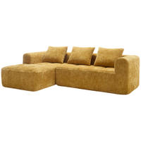 ECKSOFA 250/158/60 cm gelb aus Chenille mit Chaiselongue und Seitentaschen - Gelb, Textil (250/158cm) - OKWISH