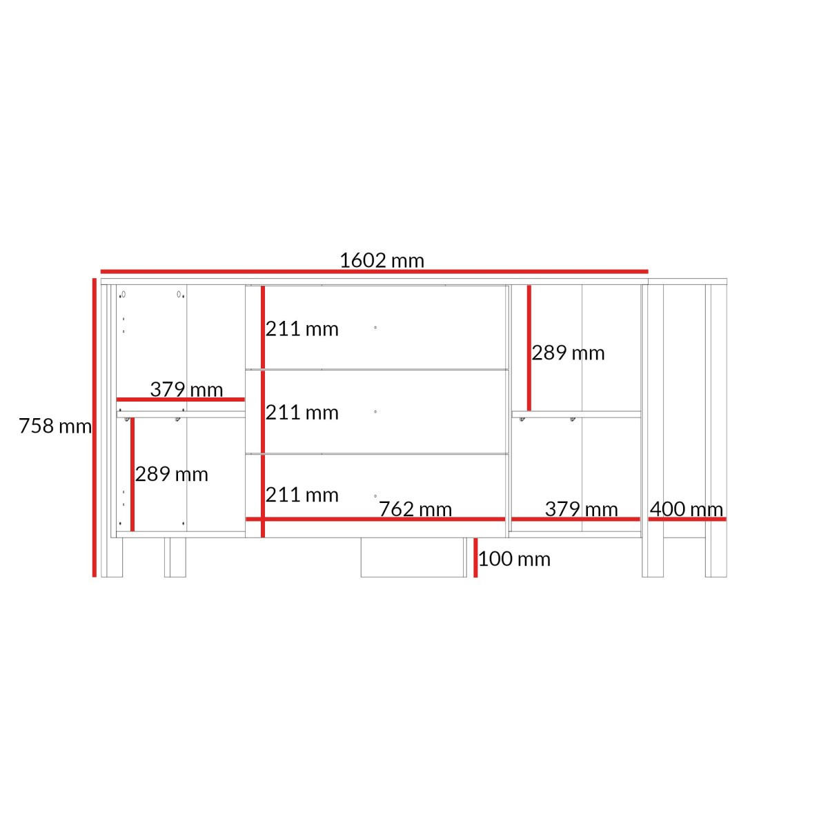 KOMMODE mit Schubladen Ethan 2D3S 160 Eiche Cremona - Eichefarben/Schwarz, Holzwerkstoff/Metall (160/76/40cm) - mzm24