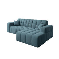 ECKSOFA L-förmiges Nimes Velours Stoff Blau Rechts - Blau, Holz/Kunststoff (265/168cm) - Kaiser Möbel